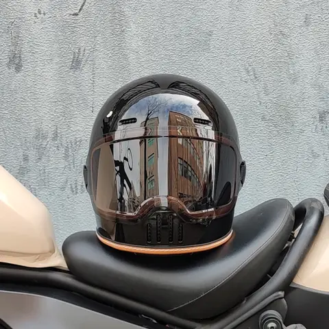 ORZ Retro Motorcycle Helmet Full Face Cruising Motorcycle Helmet Four Seasons Couple Street Pig Nose Helmet DOT Approved 729