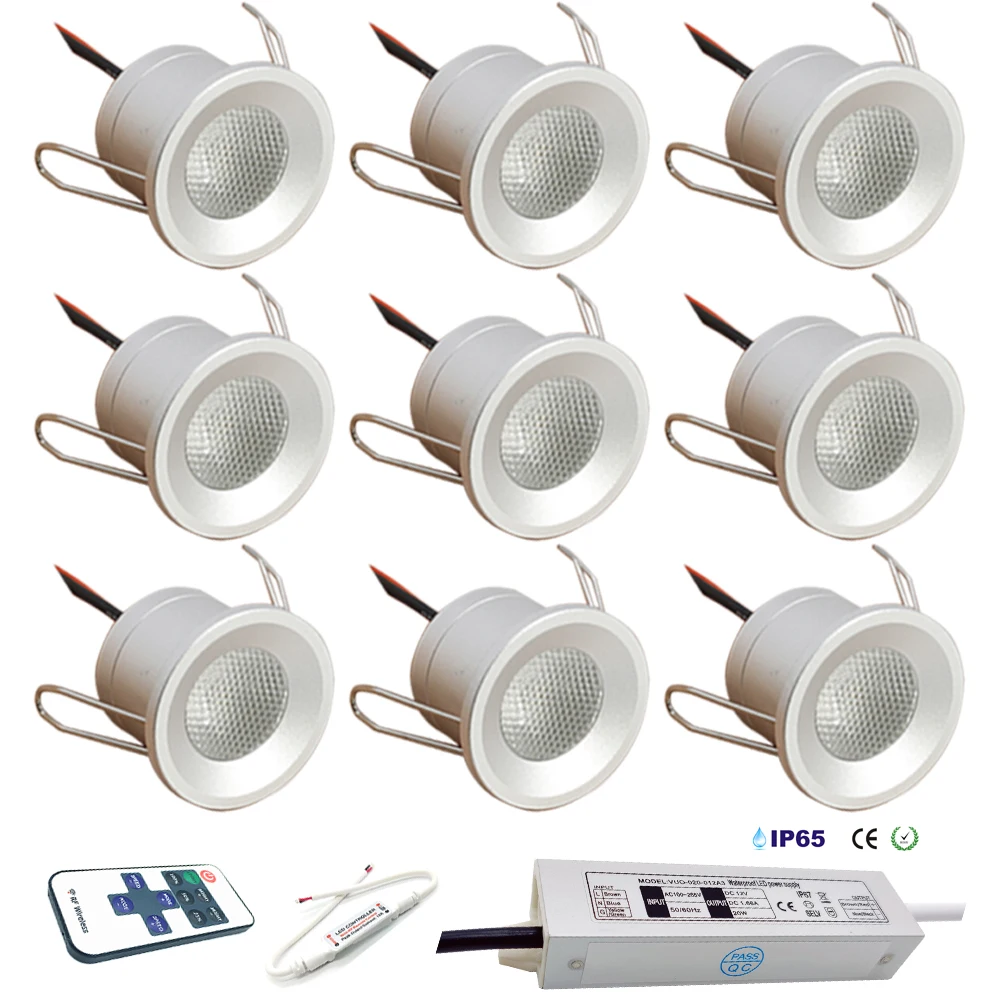 IP65 Mini Downlight LED 12V DIY Spotlight z pilotem Możliwość przyciemniania Oświetlenie szafki kuchennej 2W Wpuszczane punktowe oświetlenie sufitowe