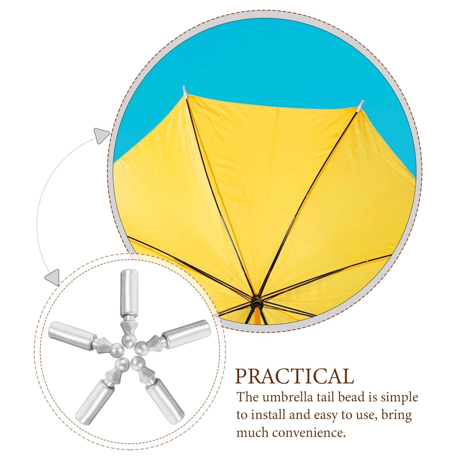 

Umbrella Tail Beads Replacement Folding Parts Zinc Alloy Durable Anti-Wear Repairing Accessories Sturdy Small Cover for Sun