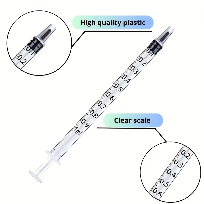 1ml Syringe + Pink Plastic Blunt Needle, Suitable for Animal Feeding, Liquid Transfer, Supplementation, and Plant Watering in Scientific Laboratories view 5