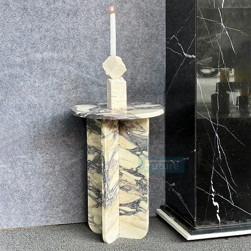 Purple Marble Coffee Table Low Plinth Marble Living Room Luxury Natural Customized Calacatta Violet Coffee Table Side Table