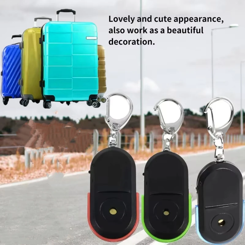 Localizzatore di chiavi intelligente anti-smarrimento Localizzatore di chiavi con fischio a LED Allarme sonoro lampeggiante con fischio portachiavi