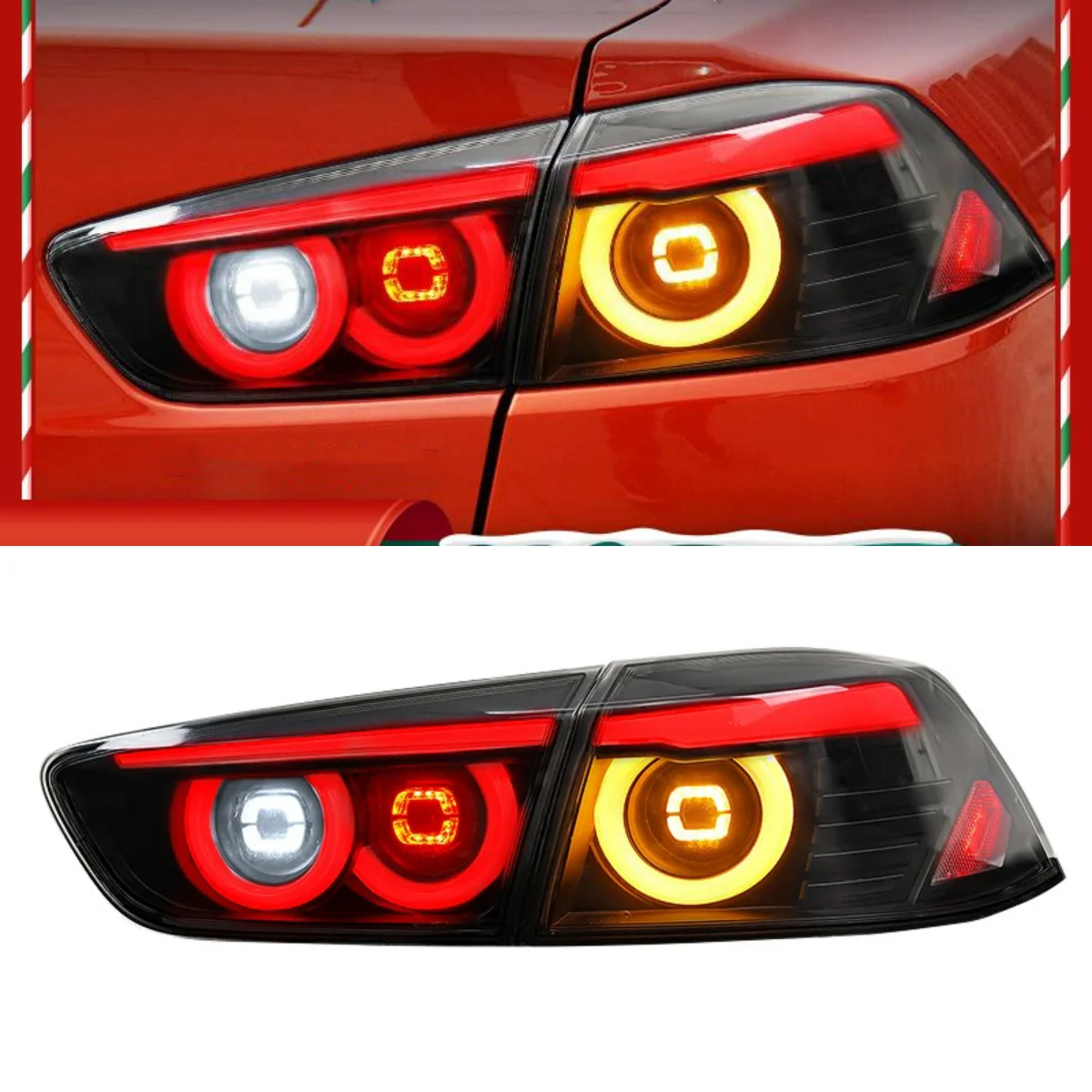 

Светодиодный задний фонарь в сборе для Mitsubishi Lancer Evolution 08-18, модифицированный задний фонарь, указатель поворота, реверс, автомобильные аксессуары