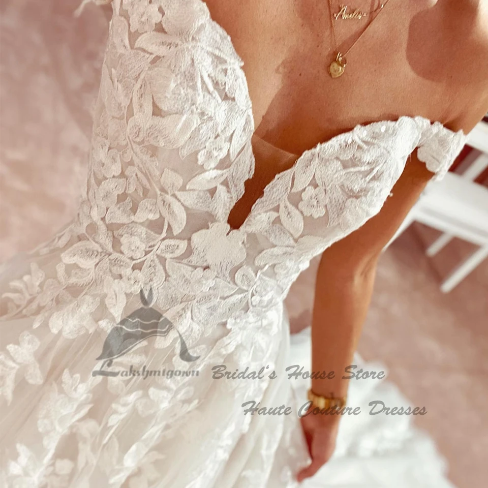 Lakshmigown Blumenmuster Prinzessin Spitze Brautkleid Schulterfrei 2026 Vestidos de Novia Boho Hochzeitskleider Maßanfertigung – Detail 5