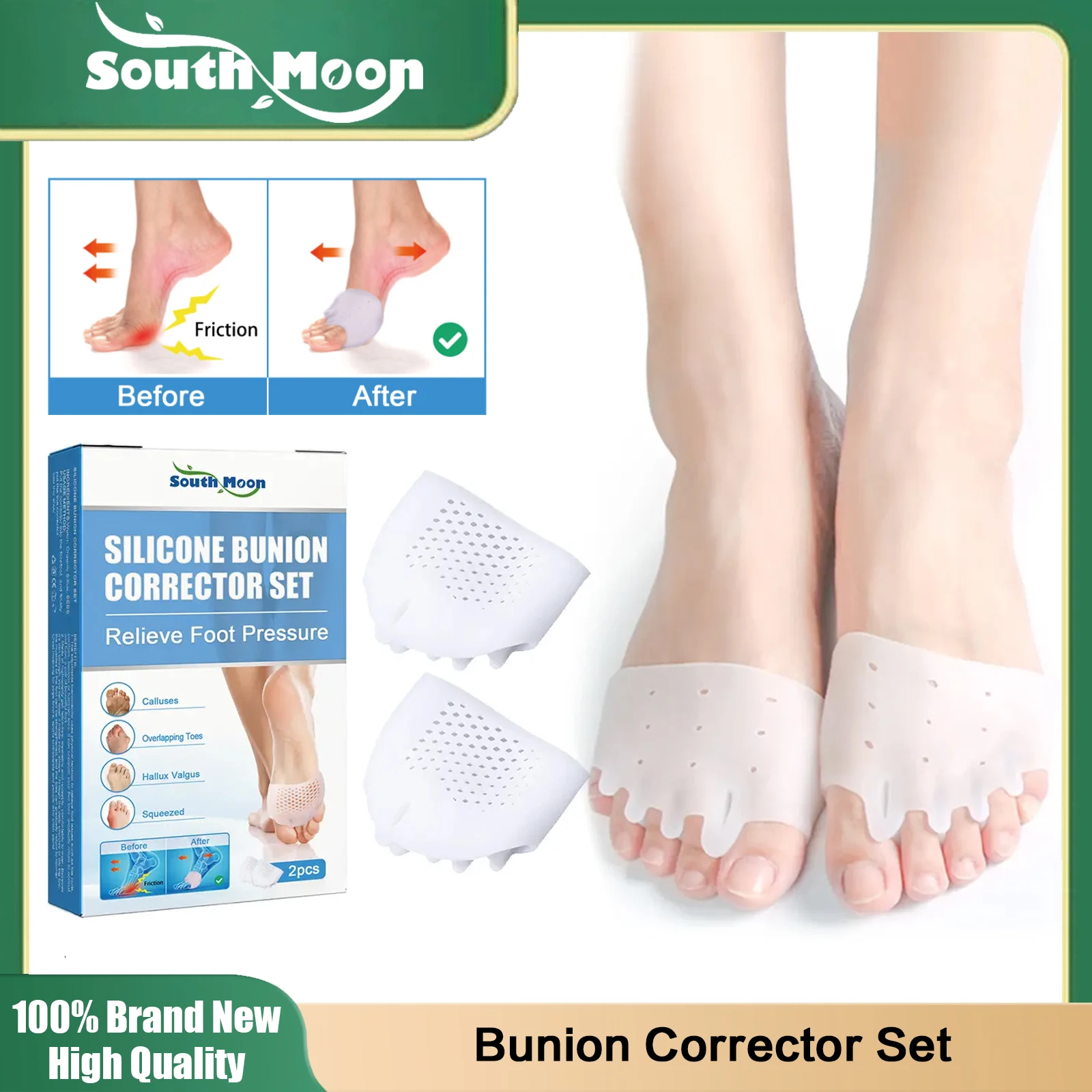 

South Moon Silicone Bunion Corrector Toe Overlapping Separator Feet Thumb Adjuster Orthotics Hallux Valgus Protect Straightener