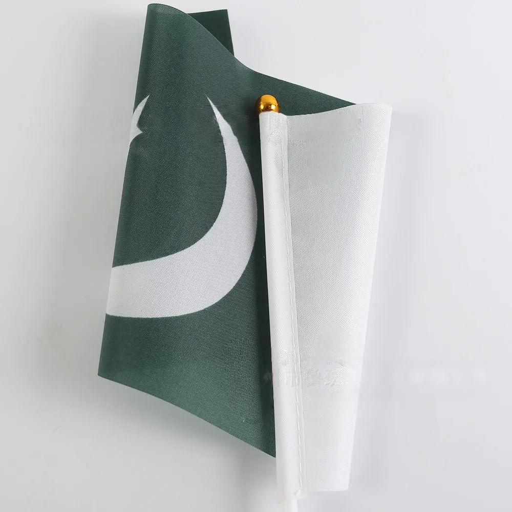 EOODLOVE 10/20/50 pcs 14×21cm Pakistan Handheld Small National Flag with Flagpole, Pakistan Hand Flag for Sports Parties