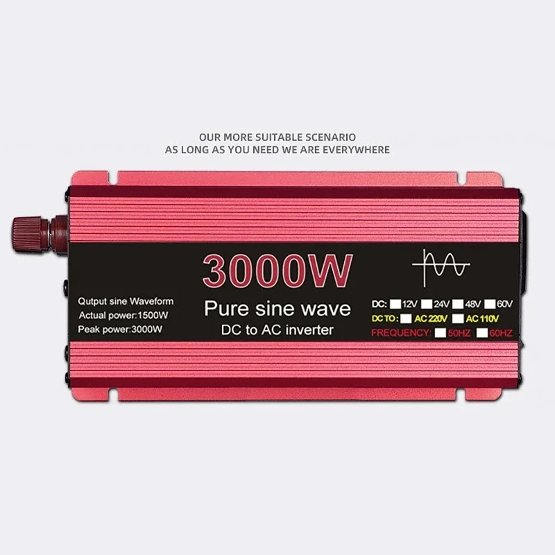 3000W 1000W Pure Sine Wave Inverter Solar System Part DC12V 24V To AC220V 60Hz Voltage Transformer Power Converter Car Inverters