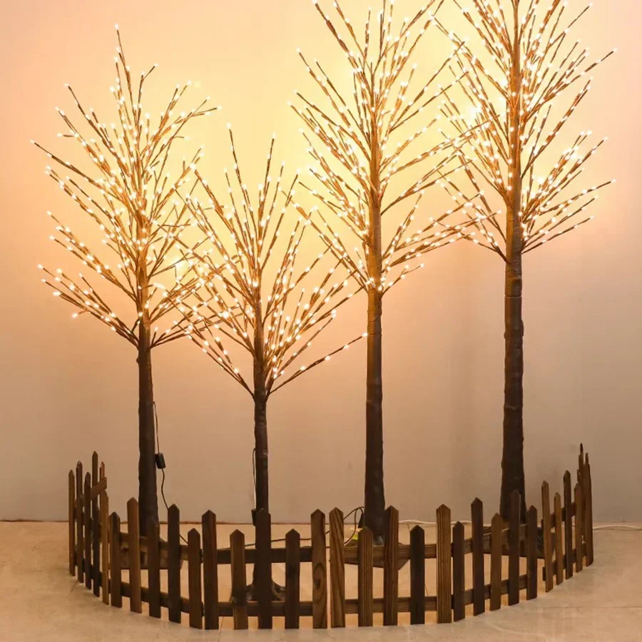 2.1M 480 LED Artificial Lighted Christmas Tree Outdoor Lighted Birch Tree for Outside Home Patio Wedding Christmas Decor