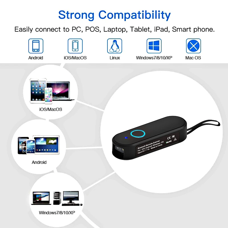 Syble XB-M60 Handheld Portable Mini Barcode Scanner Wireless 2d BT 1D/2D Bar Code Reader QR Code Scanner PDF417 for Express