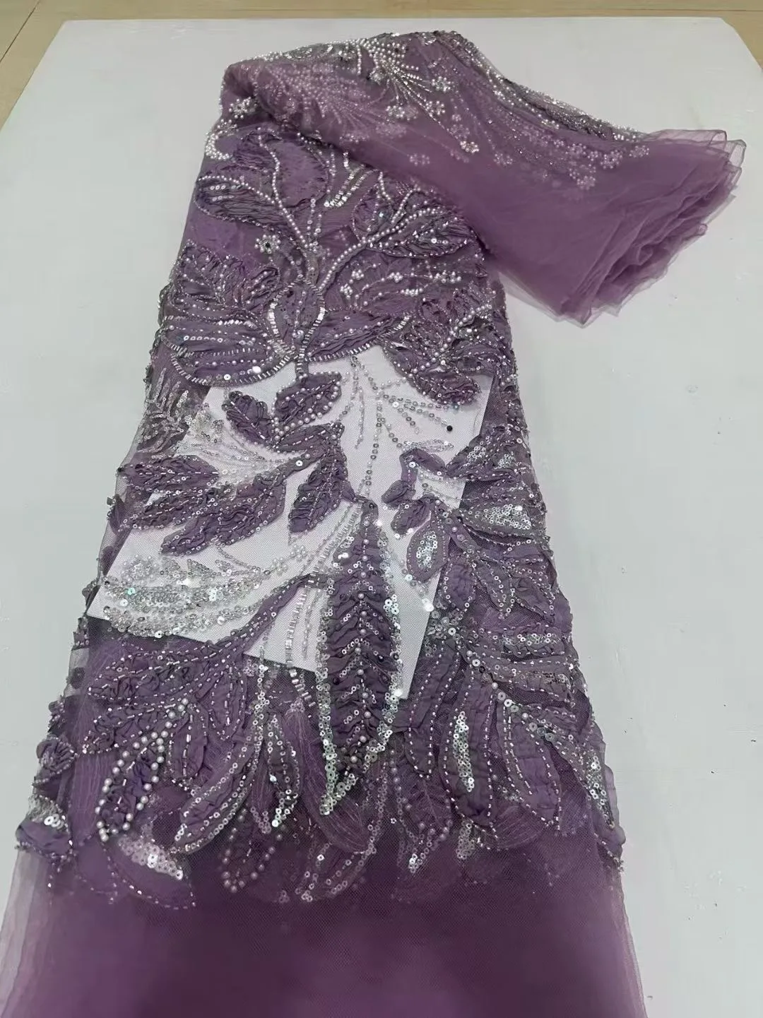 

2025 Высококачественное африканское нигерийское тюлевое кружевное платье с блестками и вышивкой, французский гипюр, свадебное платье, расшитое бисером, 5 ярдов