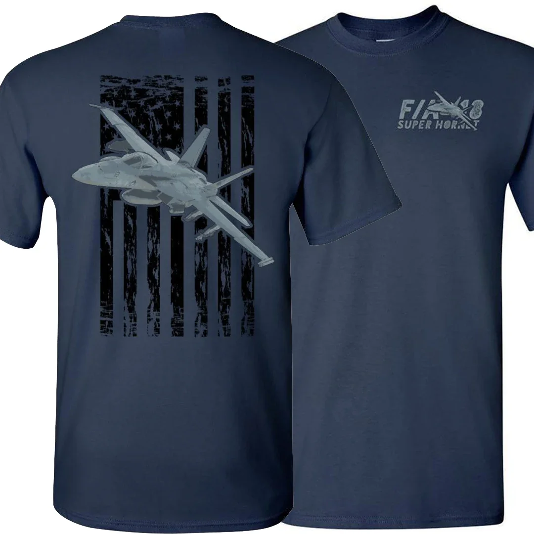 

Винтажная футболка с американским флагом F/A-18 Super Hornet Fighter Aircraft, 100% хлопок, с круглым вырезом, летняя повседневная мужская футболка с коротким рукавом