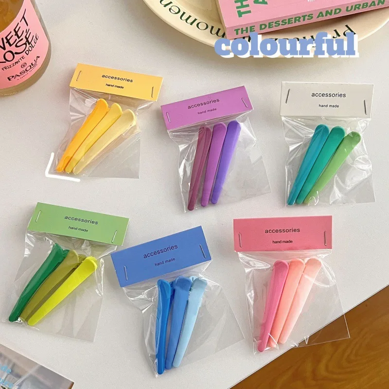 3pcs Korean candy colorLarge Makeup Hairpin Fixed Hair Duck Bill Bangs Clip Headwear Girlswomen  Hair Accessories