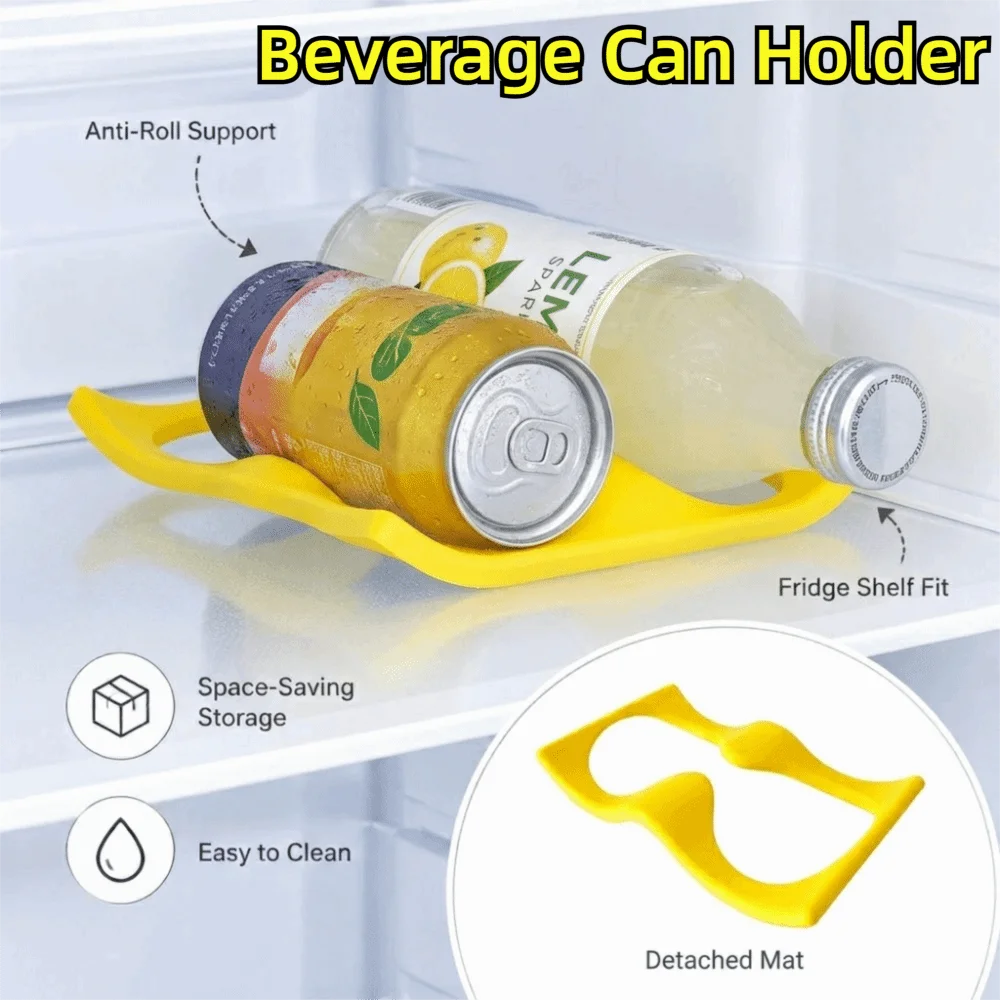 3D Printed PLA Refrigerator Bottle Holder Anti-Roll Space-Saving Beverage Can Holder Open Frame Curved Support