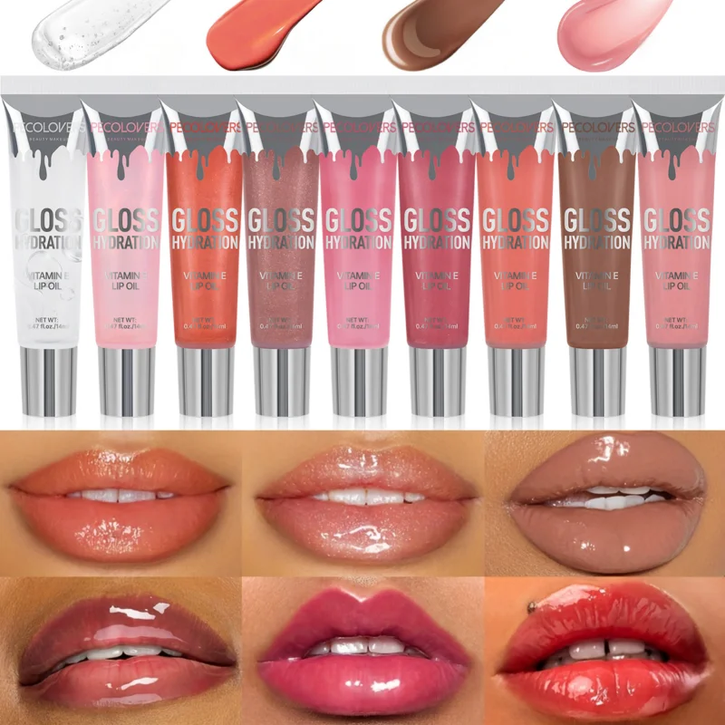 1 pc brilho labial de geléia de espelho brilhante de água, brilho fino, remoção de linhas labiais, anti-rachaduras, linhas labiais claras, cuidados labiais suaves