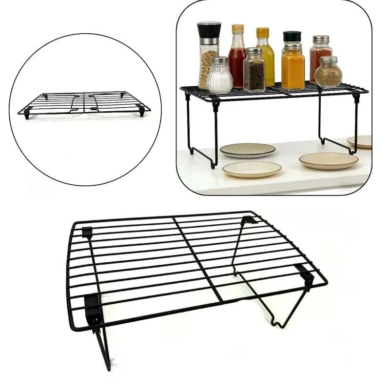 foldable wrought iron kitchen storage rack multifunctional kitchen seasoning tray layered rack