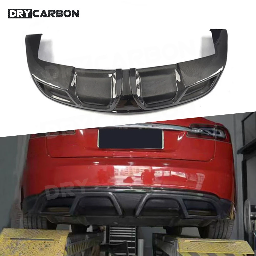 Carbon Fiber Rear Diffuser Lip Spoiler for Tesla Model S 2012 2013 2014 2015 FRP Bumper Guard Plate Car Styling Body Kits