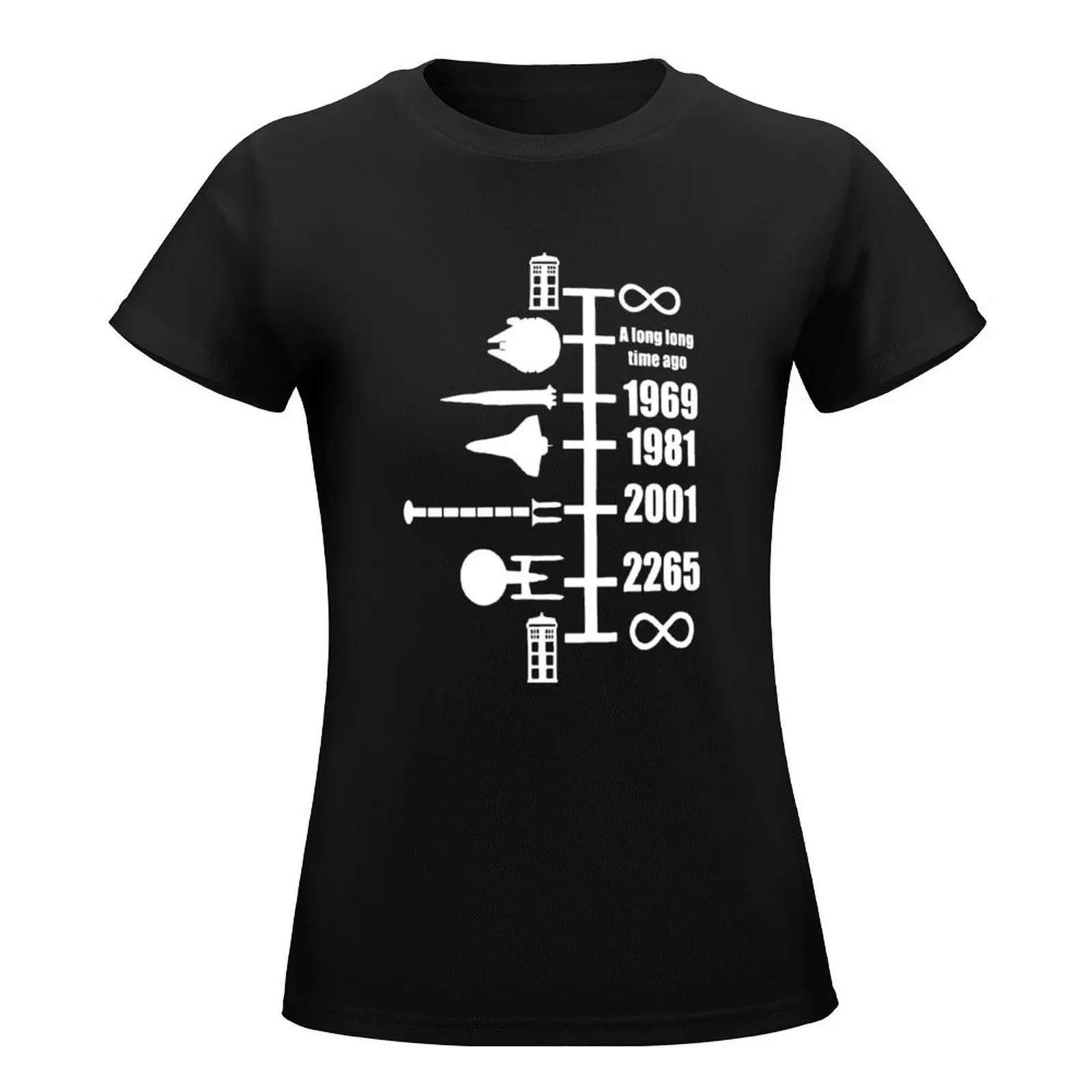 Womens Spaceship Timeline Funny T-Shirt Female clothing summer top cute clothes lady clothes Womens clothing