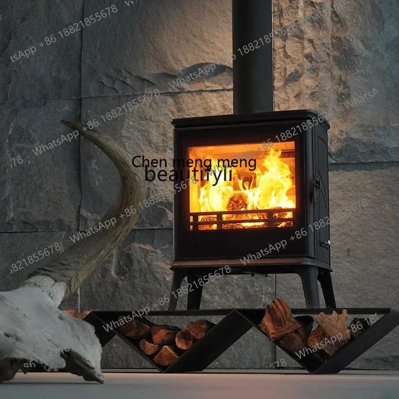 مدفأة حريق حقيقية، فيلا حرق الخشب، موقد تسخين داخلي لحرق الخشب من الحديد الزهر