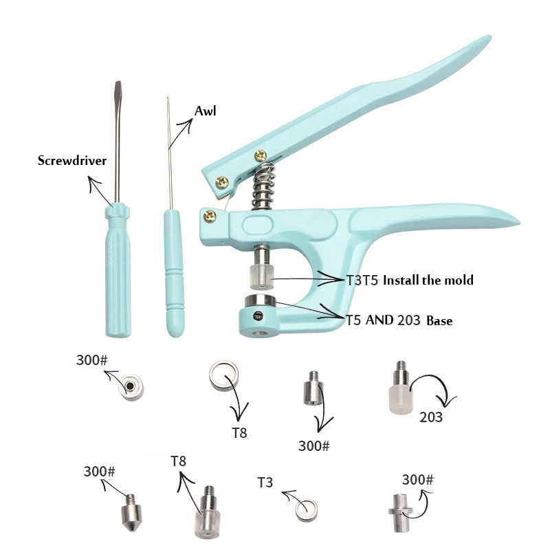 Wielofunkcyjne zatrzaski i 3 rodzaje zastępują szczypce zatrzaskowe, T5 plastikowe/metalowe guziki do szycia i wytwarzania odzieży z żywicy