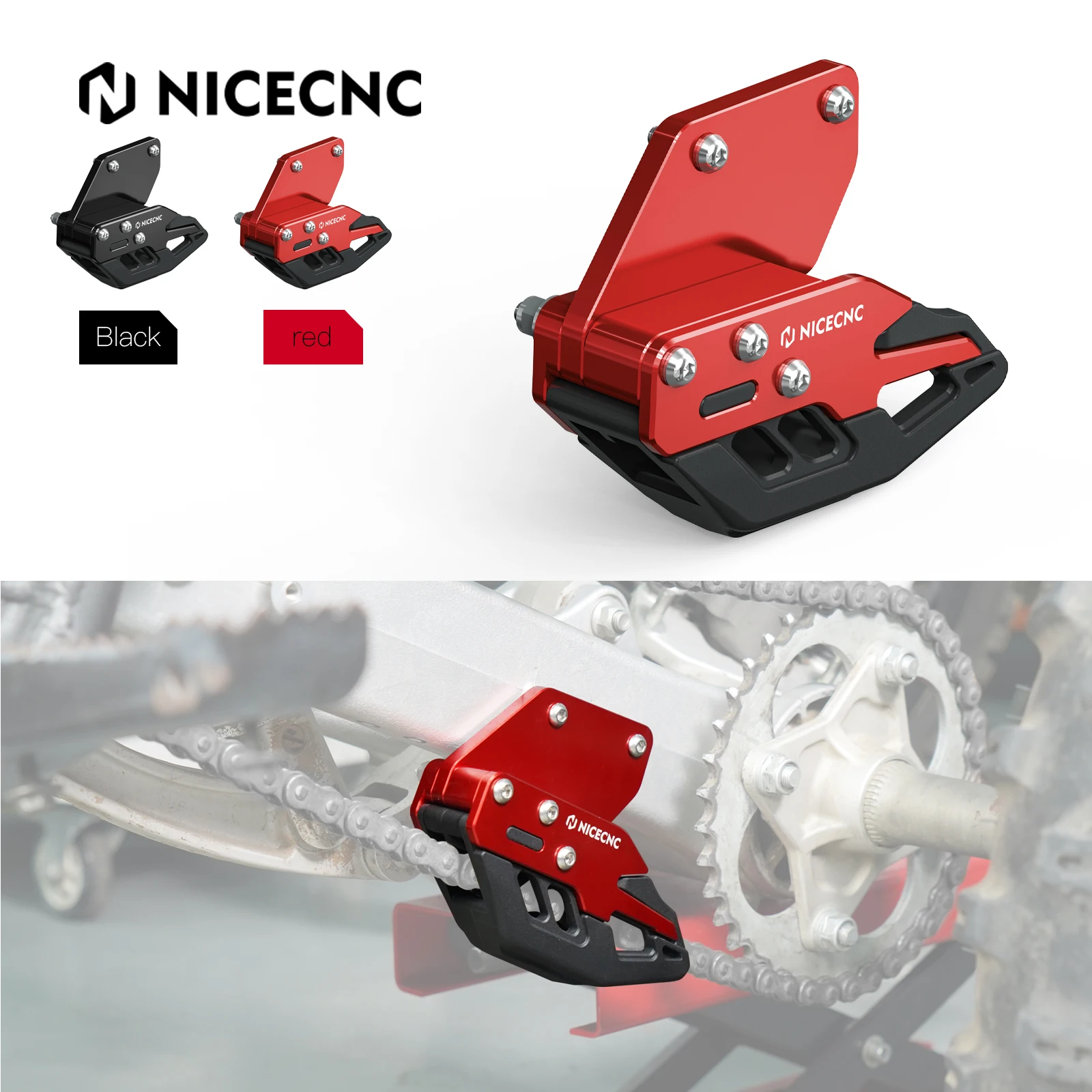 

NICECNC Rear Swingarm Chain Guide For Honda TRX450R 2006-2009 ATV TRX 450R TRX450ER Noise Reduction Aluminum Alloy & Nylon