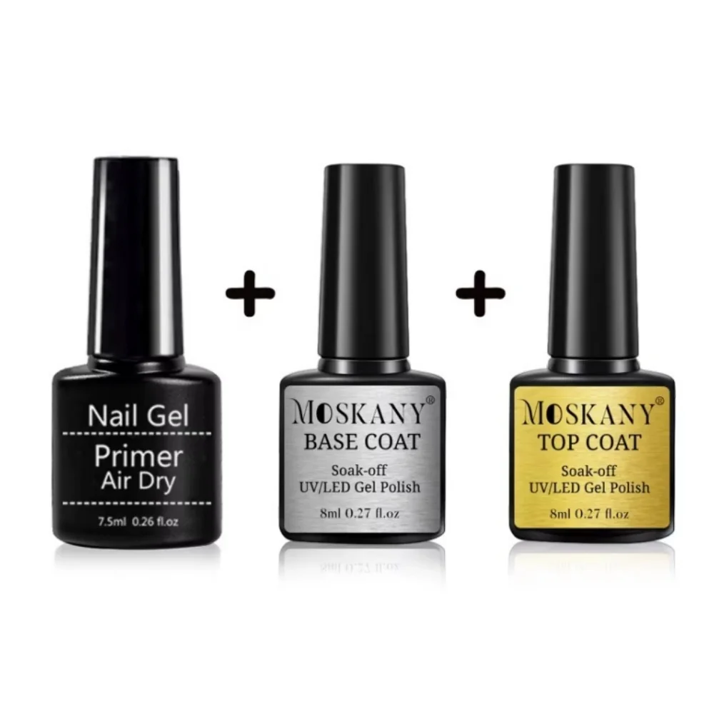 3 pçs prego gel primer ar seco base casaco superior conjunto para de longa duração brilhante fácil de remover arte do prego para kit de ferramentas de design da arte do prego