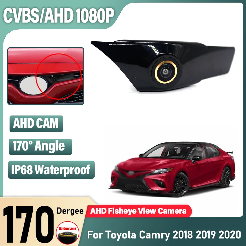 

AHD 1080P Golden HD Fisheye Lens CCD Car Front View Parking Positive Logo Camera For Toyota Camry 2018 2019 2020 Waterproof