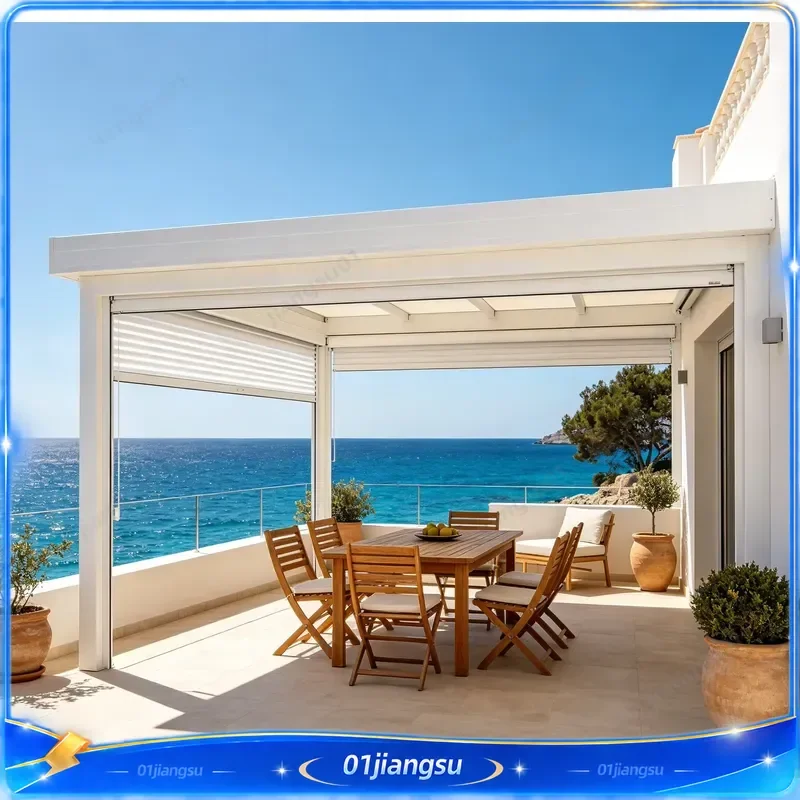Custom Size Motorized Bioclimatic Aluminum Pergola Gazebo Remote Control Sun Shade for Villa Garden Patio Outdoor Waterproof