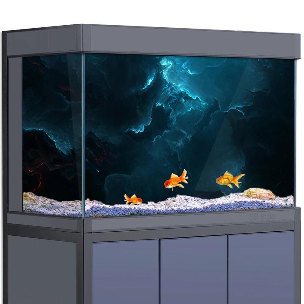 Aquarium Background Sticker Decoration for Fish Tanks HD Nebulosa Blue Space 3D Poster Printing Wallpaper PVC