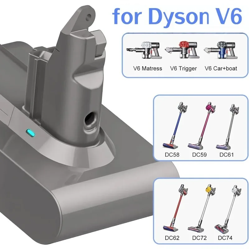 

New 21.6V 60000mAh Lithium Suction Battery For Dyson V6 DC58 DC59 DC62 DC74 SV09 SV07 SV03, for 965874-02 L30 Battery.