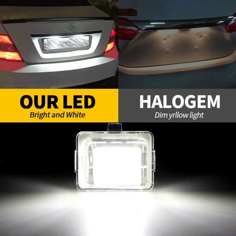 لمرسيدس بنز W204 W212 C207 C216 W221 Canbus خطأ مجاني Focos Led السيارات 2 قطعة LED رقم لوحة ترخيص ضوء اكسسوارات السيارات