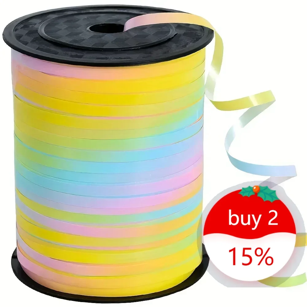 1pc 500 Yards Rainbow Curling Ribbon Pastel Balloon String Light Color Balloon Ribbon for Crafts Decoration Supplies