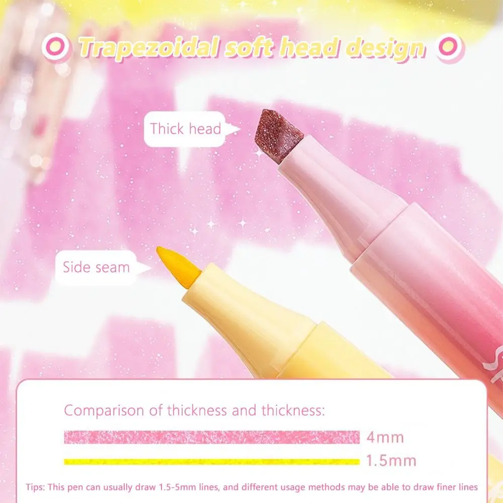 

4PCs/Set High Quality Oblique Tip Shiny Highlighter Pen Glitter Eye Protection Fluorescent Pen Art Painting Pen Gift