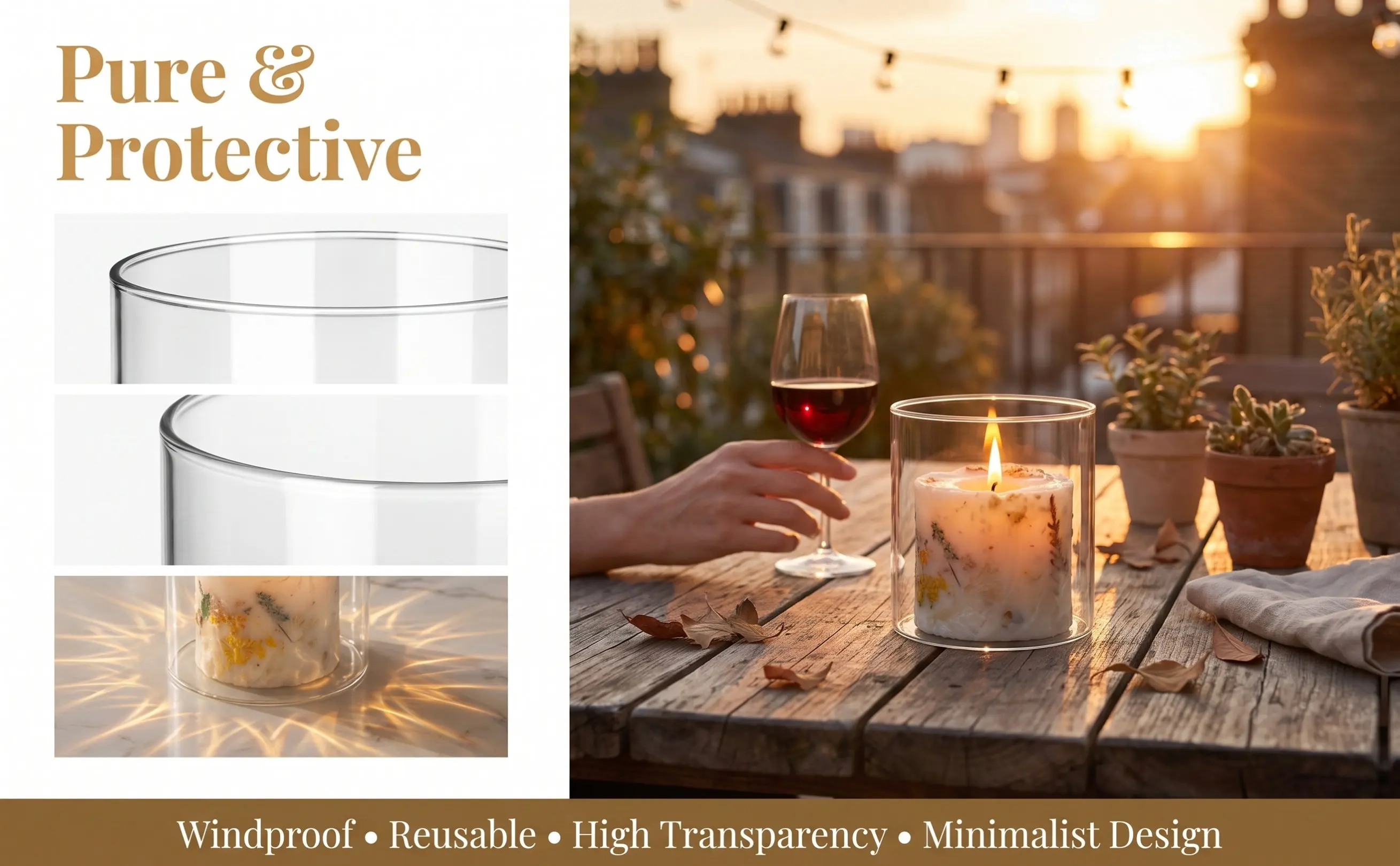 Clear Glass Hurricane Candle Holder 4x4 Inch Windproof Cylinder for Dining Table Decor