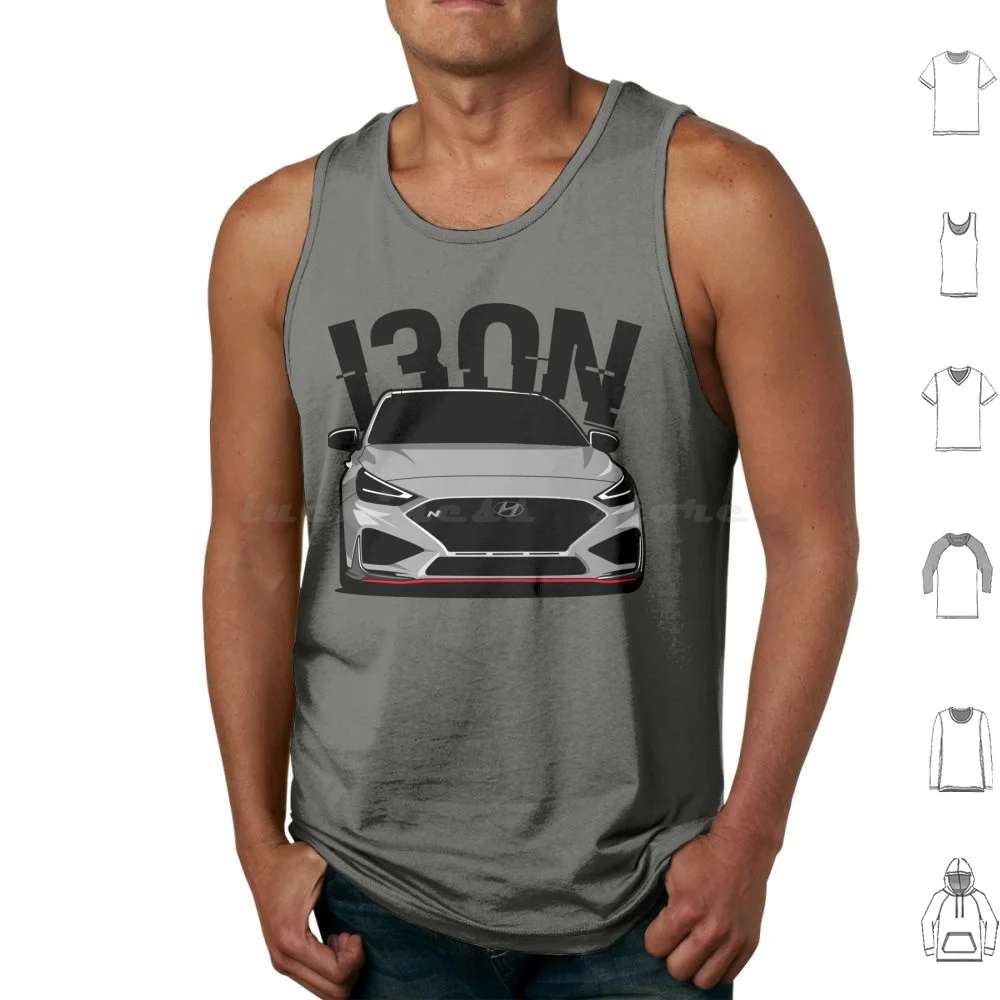 I30N Shadow Grey Tank Tops Vest Sleeveless I30N I30 I20 Veloster Elantra N Line Hatchback Hot Hatch Turbo Fitment Track Car