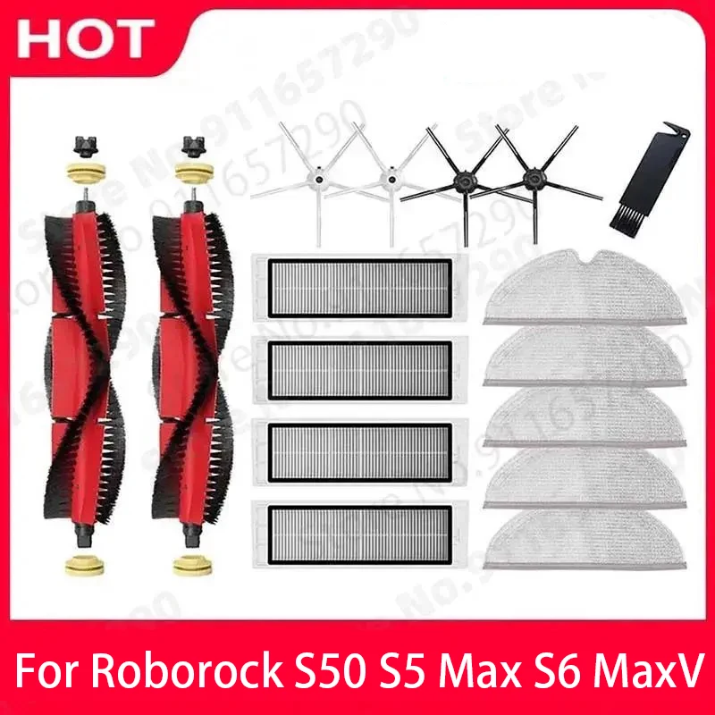 New Roborock S50 S5 Max S6 MaxV Parts Washable Mop Cloth HEPA Filter Side/Main Brush Robot Vacuum Cleaner Accessories