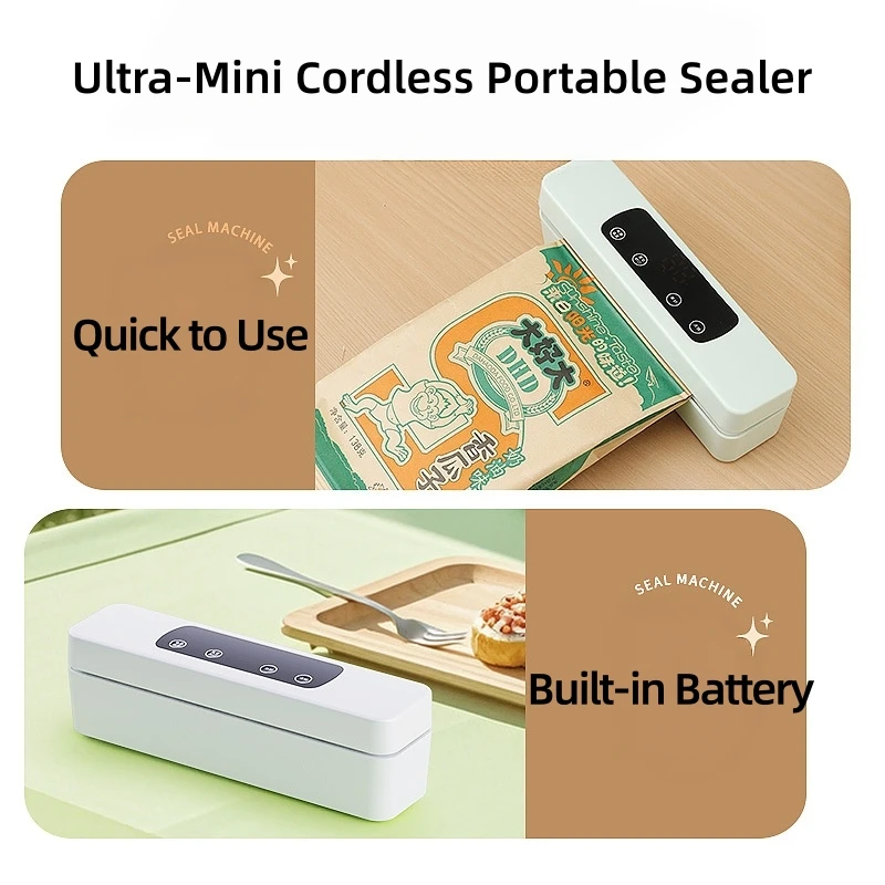 Portable Electric Vacuum Sealer 17CM Seal Width USB Rechargeable Kitchen Dry Wet Food Storage Sealing Vacuum Packaging Machine