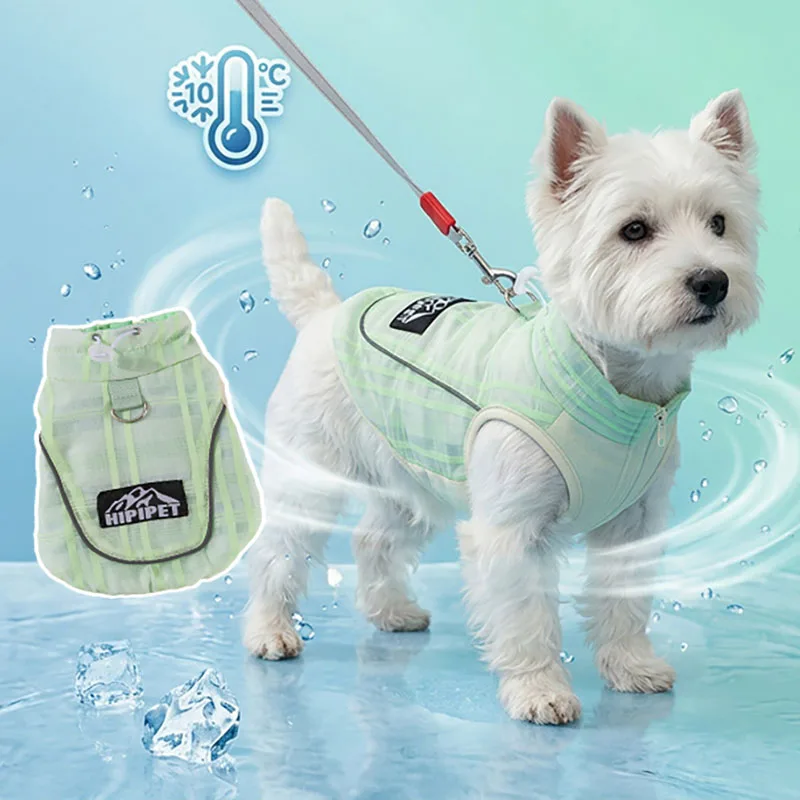 Green Pet Cooling Harness Vest Adjustable Reflective Puppy Summer Clothes For Small Medium Cat Teddy Yorkshire Dogs Cool Jacket