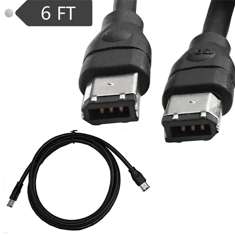 AEE7-1.8M Cabo Firewire Preto IEEE 1394 Firewire 400 para Firewire 400 Cabo 6Pin Macho para 6Pin Macho Cabo