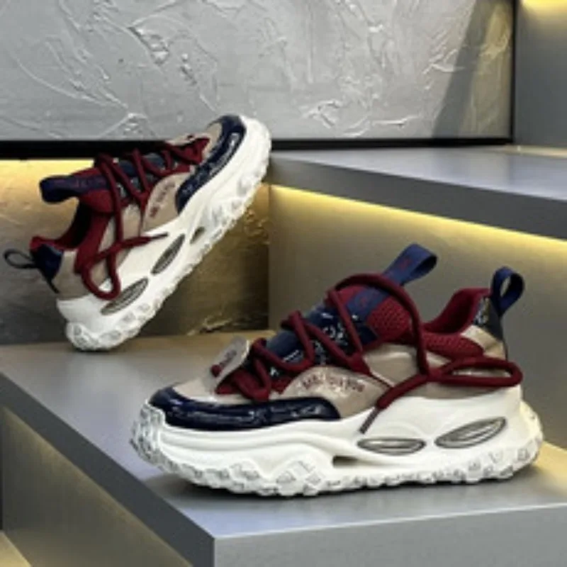 

Мужские кроссовки на массивном каблуке, дизайнерская спортивная обувь на мягкой подошве, модные повседневные белые туфли из микрофибры на увеличенной платформе с верхом