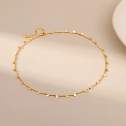 Copper Plated 18K Gold Europe And The United States Common Chain Round Piece Accessory Design Necklace Women Collarbone Chain