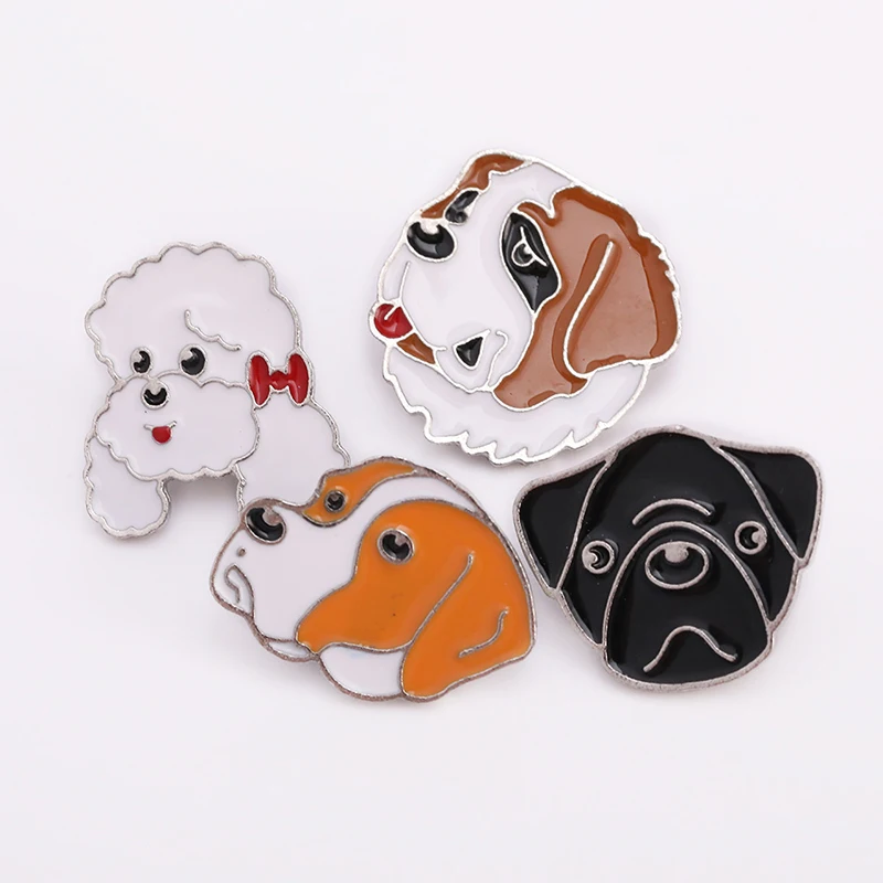 Cute Dog Brooch Pet Puppy Corgi Bichon Poodle Samoyed Bulldog Husky Pug Schnauzer Enamel Pins Multiple Accessories Button Badge