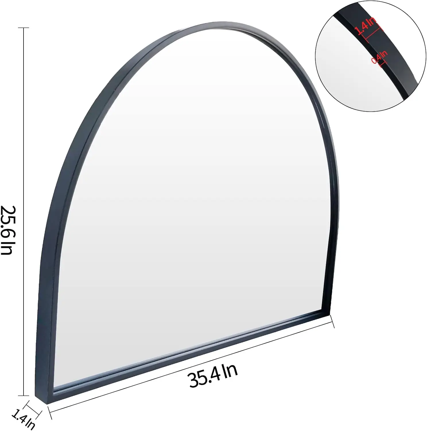 Minimalist Black Arched Mirror,Large Farmhouse Bathroom Fireplace Mantel Horizontal Wide Arch Mirrors for Entryway/Living Room 2