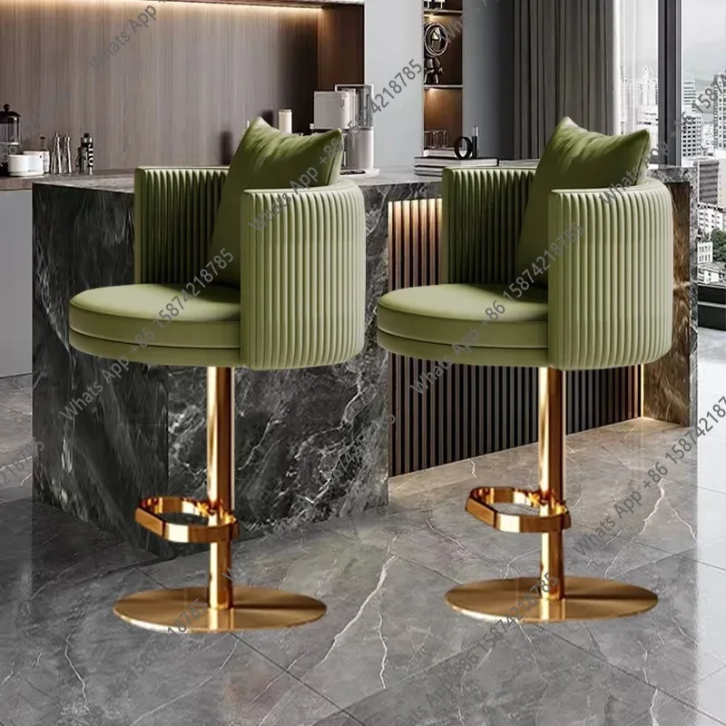 X Patio Simple Metalic Bar Chairs Gold Vintage Barbers Bistro Waiting Bar Chairs Counter Fashion Banqueta Luxury Furniture