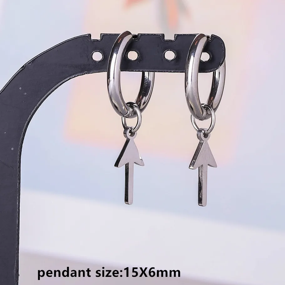 Stahlfarbener Engel-Stern-Kreuz-Schwert-Charm-Ohrring, kein Anlaufen, Ohrpiercing, Edelstahl-Ohrringe für Damen und Herren, Schmuck, Kolczyki – Detail 18
