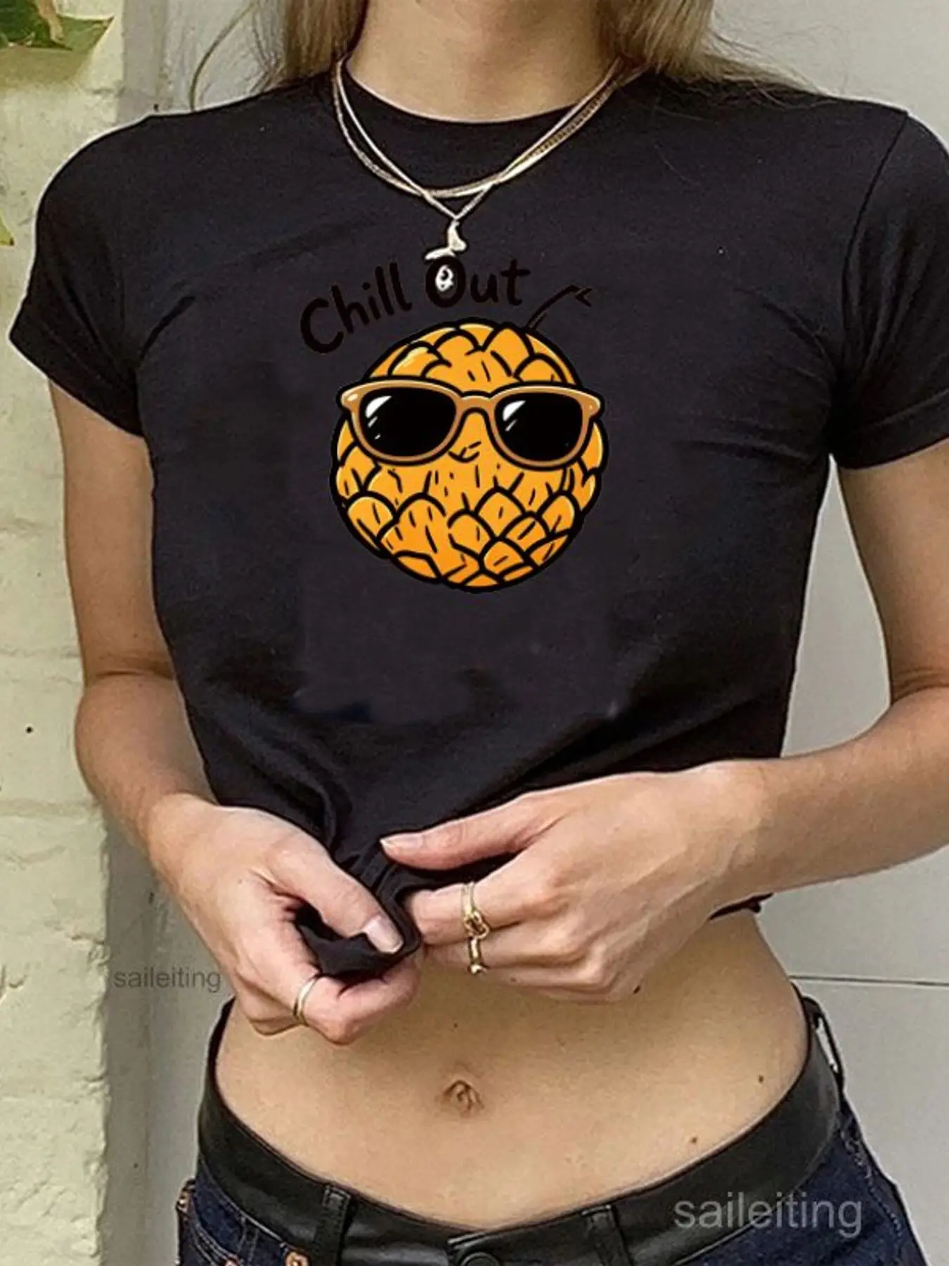 Chill Out Cannabis Bud Graphic Tee Men's Black Short Sleeve T-Shirt Streetwear Cool Sunglasses Cartoon Print Casual Summer To