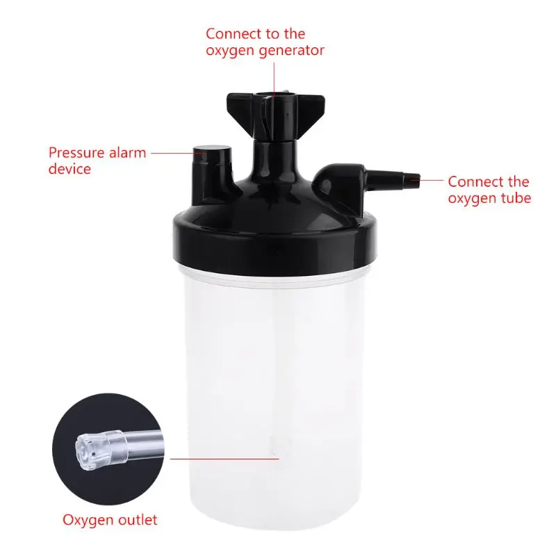 Oxygen Concentrator Humidifier Translucent Design Bottle Humidifier Plastic Reusable Home for Oxygen Generators Durable