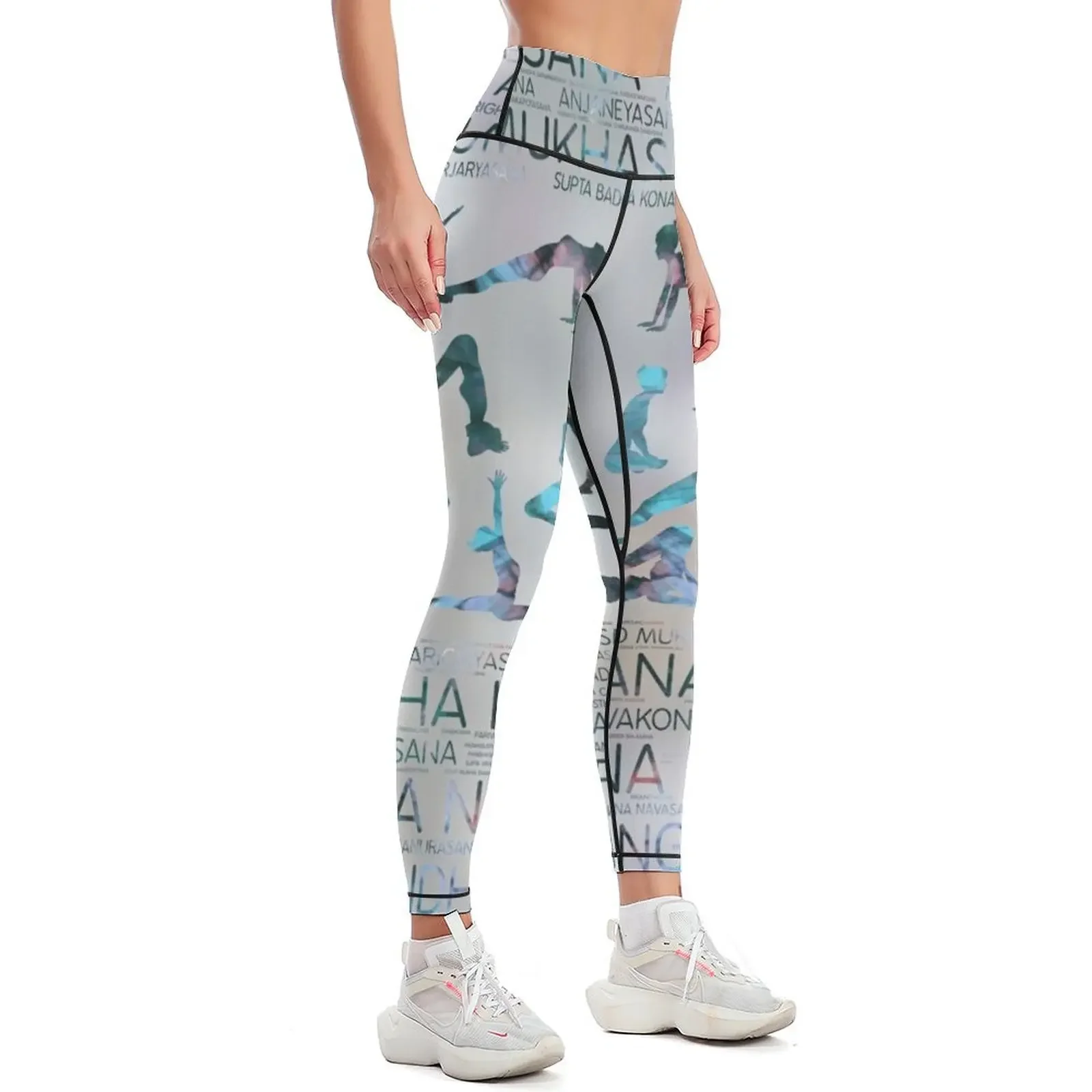 اليوغا Asanas / Poses السنسكريت كلمة ArtLabradorite على اللؤلؤ طماق المرأة اللياقة البدنية السراويل الرياضية يغطي الرجل المرأة طماق