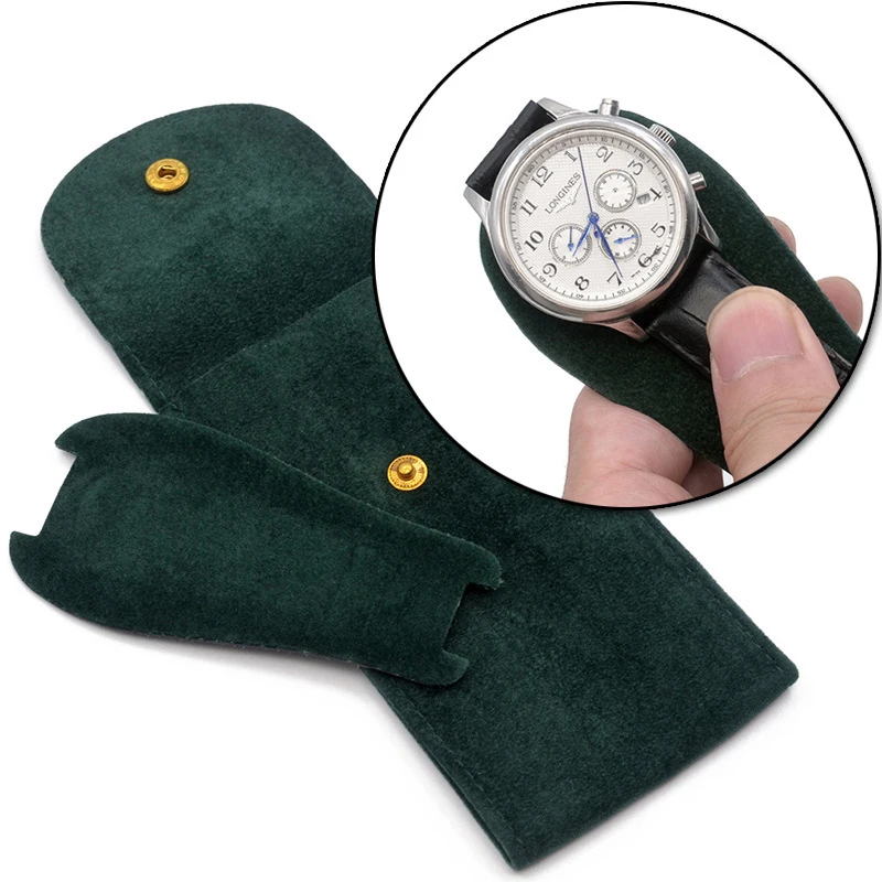 Portable Green Watch Bag Original Protective Pocket Flannel Pouch High-end Custom Watches Pockets Green Storage Bags For