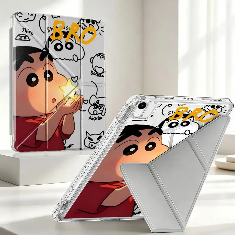 Cra-Yon Shin-Chans Anime Tablet Case For iPad Mini 7 6 5 Pro 13 2025 2026 Air 8 M2 M3 3 9th 10th Gen 11th 12th With Pen Slot