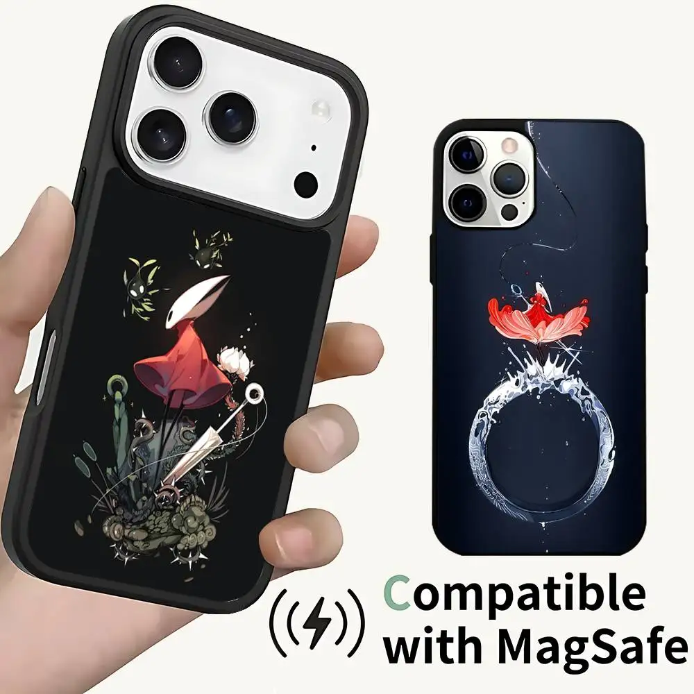 

H-Hollow Knight S-Silksong Phone Case For iPhone 17,16,15,14,13,12,11,Pro,Max,Plus,Mini,SE4,E Magnetic Magsafe Wireless Charging